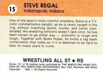 1983 Wrestling All Stars Series A #15 Steve Regal Back