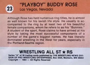 1983 Wrestling All Stars Series A #23 Buddy Rose Back