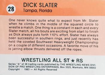 1983 Wrestling All Stars Series A #28 Dick Slater Back