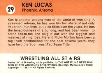 1983 Wrestling All Stars Series A #29 Ken Lucas Back