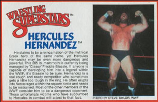 1984-88 LJN Wrestling Superstars Action Figure Cards #NNO Hercules Hernandez Front