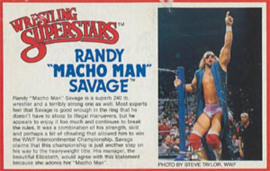 1984-88 LJN Wrestling Superstars Action Figure Cards #NNO Randy Macho Man Savage Front