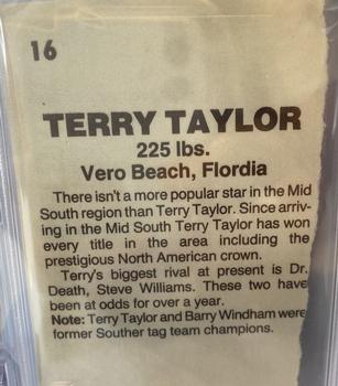 1985 Wrestling All Stars #16 Terry Taylor Back