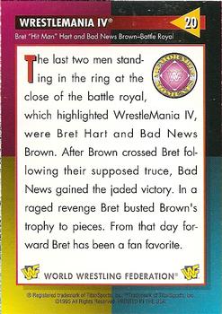 1995 WWF Magazine #20 WrestleMania IV (B. Hart & Bad News Brown-Battle Royal) Back