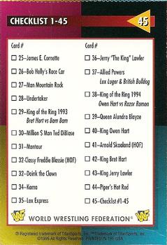 1995 WWF Magazine #45 Checklist 1-45 Back