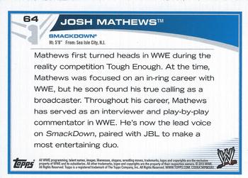 2013 Topps WWE - Black #64 Josh Mathews Back