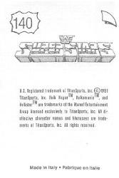 1991 WWF Superstars Stickers #140 Jake The Snake Roberts Back