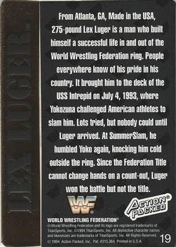 1994 Action Packed WWF #19 Lex Luger Back