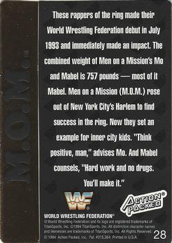 1994 Action Packed WWF #28 M.O.M. Back