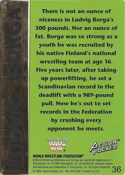 1994 Action Packed WWF #36 Ludvig Borga Back