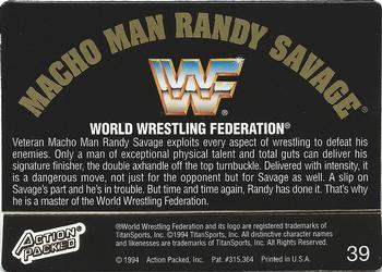 1994 Action Packed WWF #39 Macho Man Randy Savage Back