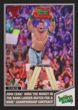2013 Topps Best of WWE #25 John Cena Wins the Money in the Bank Ladder Match for a WWE Championship Contract Front