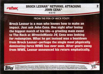 2013 Topps Best of WWE #2 Brock Lesnar Returns, Attacking John Cena Back