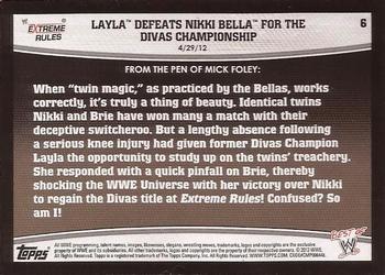 2013 Topps Best of WWE #6 Layla Defeats Nikki Bella for the Divas Championship Back