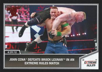 2013 Topps Best of WWE #9 John Cena Defeats Brock Lesnar in an Extreme Rules Match Front