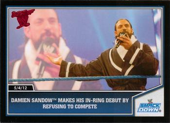 2013 Topps Best of WWE #12 Damien Sandow Makes his In-Ring Debut by Refusing to Compete Front