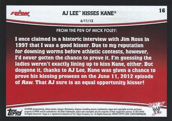 2013 Topps Best of WWE #16 AJ Lee Kisses Kane Back