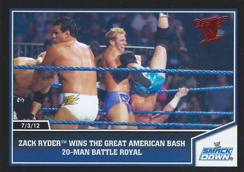 2013 Topps Best of WWE #22 Zack Ryder Wins The Great American Bash 20-Man Battle Royal Front