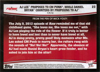 2013 Topps Best of WWE #23 AJ Lee Proposes to CM Punk, While Daniel Bryan Counters by Proposing to AJ Back