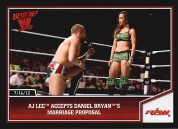 2013 Topps Best of WWE #26 AJ Lee Accepts Daniel Bryan's Marriage Proposal Front