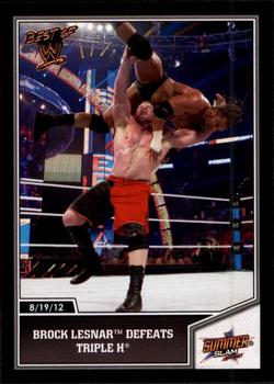 2013 Topps Best of WWE #42 Brock Lesnar Defeats Triple H Front