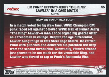 2013 Topps Best of WWE #45 CM Punk Defeats Jerry The King Lawler in a Cage Match Back
