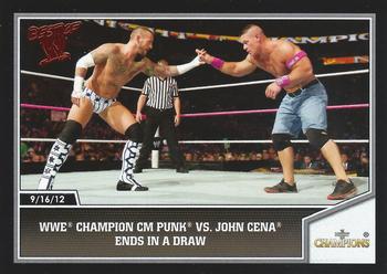 2013 Topps Best of WWE #51 WWE Champion CM Punk vs. John Cena Ends in a Draw Front