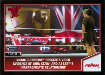 2013 Topps Best of WWE #57 Vickie Guerrero Presents Video Evidence of John Cena and AJ Lee's Inappropriate Relationship Front