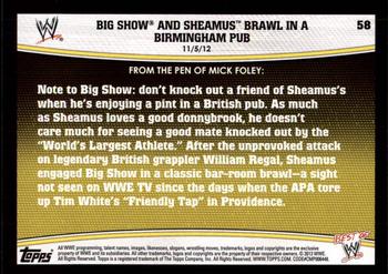 2013 Topps Best of WWE #58 Big Show and Sheamus Brawl in a Birmingham Pub Back