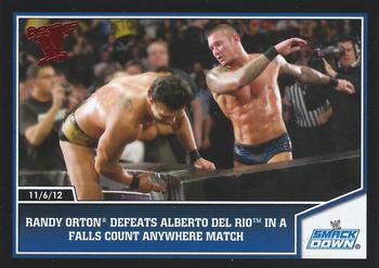 2013 Topps Best of WWE #59 Randy Orton Defeats Alberto Del Rio in a Falls Count Anywhere Match Front
