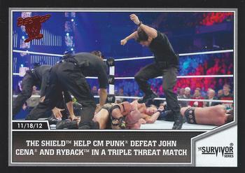 2013 Topps Best of WWE #63 The Shield Help CM Punk Defeat John Cena and Ryback in a Triple Threat Match Front
