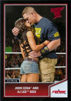 2013 Topps Best of WWE #64 John Cena and AJ Lee Kiss Front