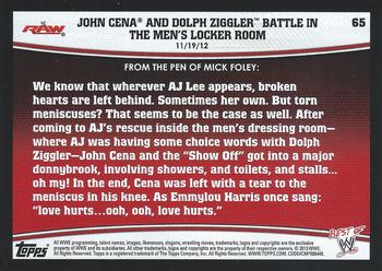 2013 Topps Best of WWE #65 John Cena and Dolph Ziggler Battle in the Men's Locker Room Back