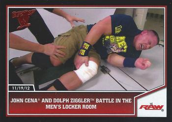 2013 Topps Best of WWE #65 John Cena and Dolph Ziggler Battle in the Men's Locker Room Front
