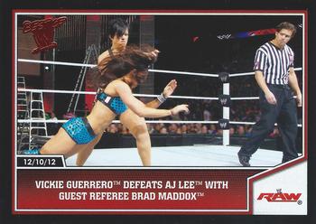 2013 Topps Best of WWE #66 Vickie Guerrero Defeats AJ Lee with Guest Referee Brad Maddox Front