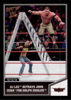 2013 Topps Best of WWE #69 AJ Lee Betrays John Cena for Dolph Ziggler Front