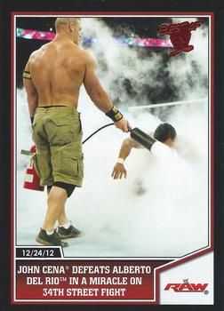 2013 Topps Best of WWE #72 John Cena Defeats Alberto Del Rio in a Miracle on 34th Street Fight Front