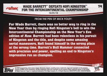 2013 Topps Best of WWE #74 Wade Barrett Defeats Kofi Kingston for the Intercontinental Championship Back