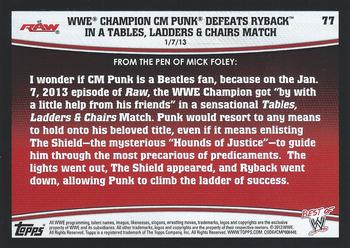 2013 Topps Best of WWE #77 WWE Champion CM Punk Defeats Ryback in a Tables, Ladders and Chairs Match Back