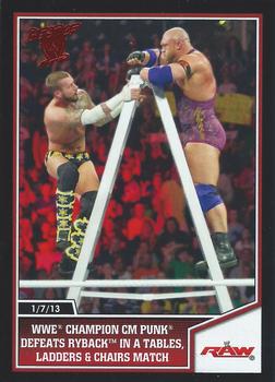 2013 Topps Best of WWE #77 WWE Champion CM Punk Defeats Ryback in a Tables, Ladders and Chairs Match Front