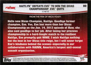 2013 Topps Best of WWE #80 Kaitlyn Defeats Eve to Win the Divas Championship, Eve Quits Back