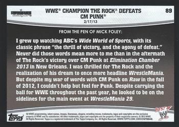 2013 Topps Best of WWE #89 WWE Champion The Rock Defeats CM Punk Back