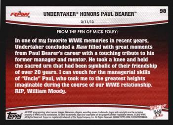 2013 Topps Best of WWE #98 Undertaker Honors Paul Bearer Back