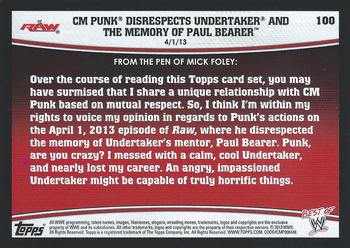 2013 Topps Best of WWE #100 CM Punk Disrespects Undertaker and the Memory of Paul Bearer Back