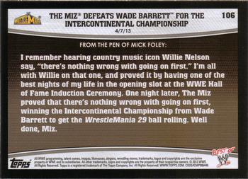 2013 Topps Best of WWE #106 The Miz Defeats Wade Barrett for the Intercontinental Championship Back
