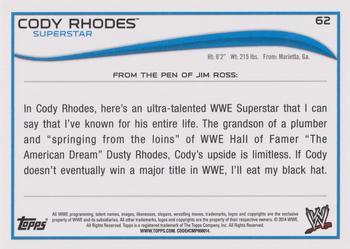 2014 Topps WWE #62 Cody Rhodes Back