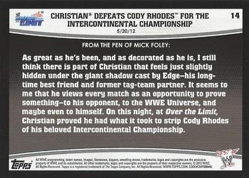 2013 Topps Best of WWE - Blue #14 Christian Defeats Cody Rhodes for the Intercontinental Championship Back