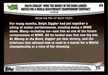 2013 Topps Best of WWE - Blue #24 Dolph Ziggler Wins the Money in the Bank Ladder Match for a World Heavyweight Championship Contract Back