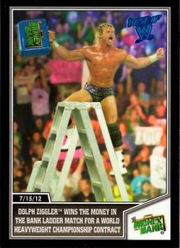 2013 Topps Best of WWE - Blue #24 Dolph Ziggler Wins the Money in the Bank Ladder Match for a World Heavyweight Championship Contract Front