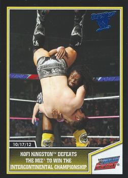 2013 Topps Best of WWE - Blue #53 Kofi Kingston Defeats The Miz to Win the Intercontinental Championship Front